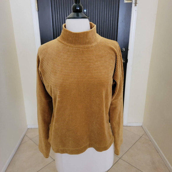 Madewell Top Turtleneck Long Sleeves Fall Velour Corduroy Mockneck XXS AE617 - Picture 2 of 11